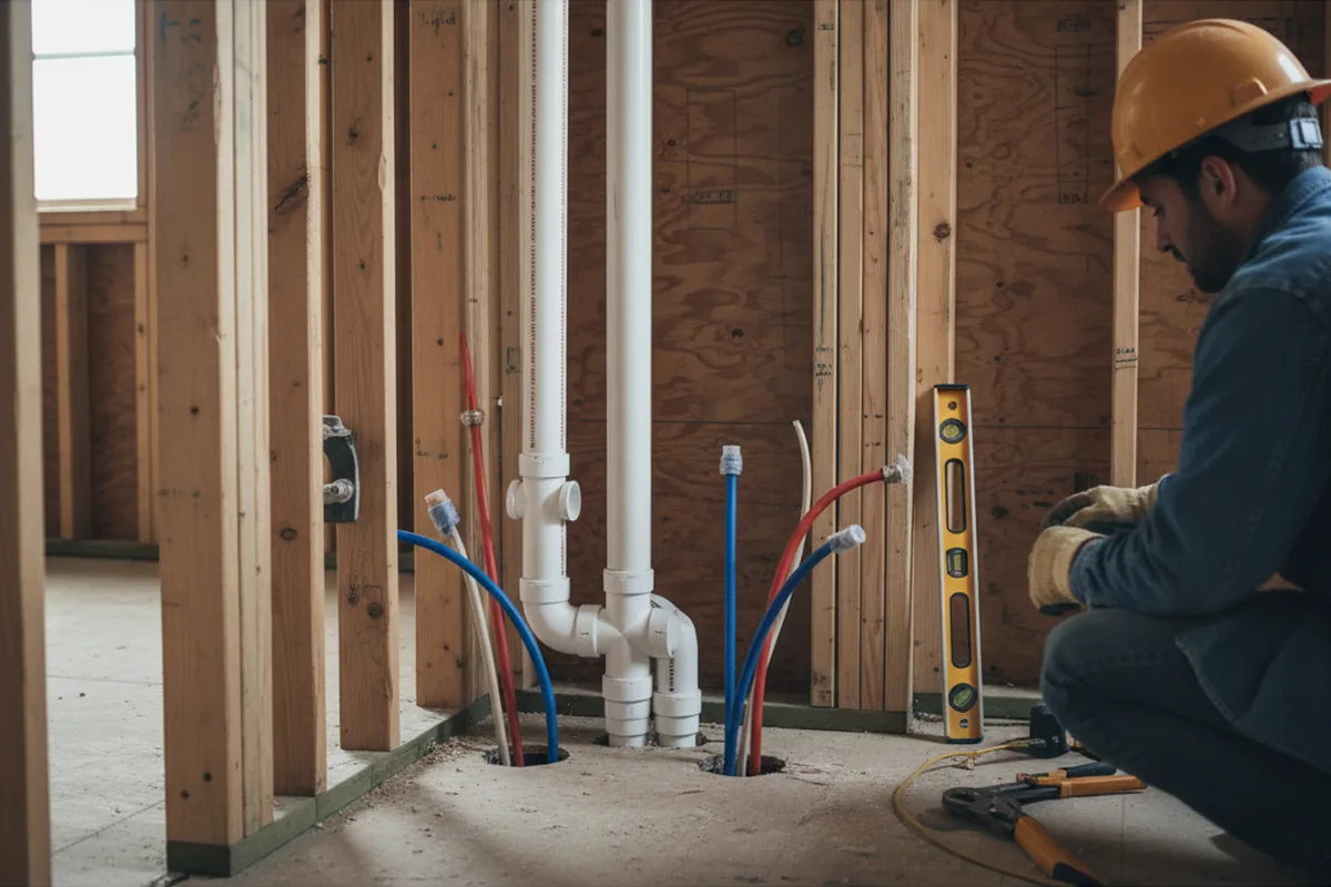 Drain and supply rough-in during Leak Detection in Great Lakes